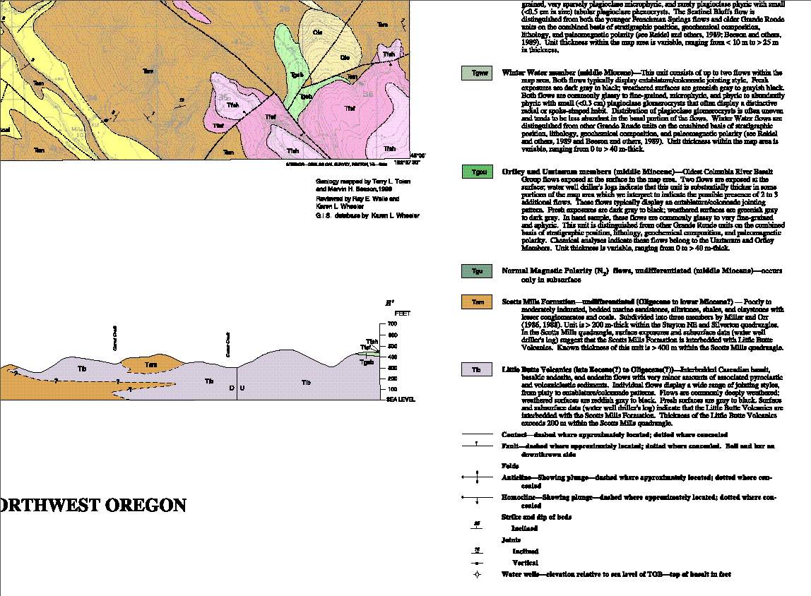 OpenFile Report 99141 Silverton and Scotts Mills, Oregon geology