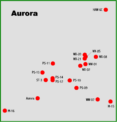 Aurora well location map