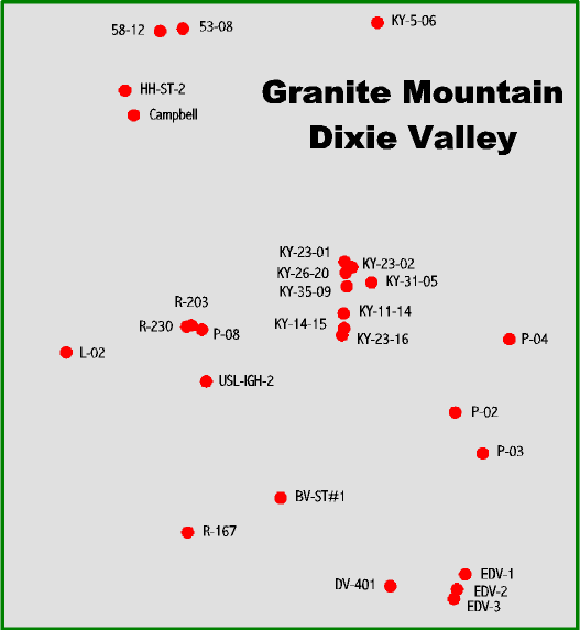 Granite Mtn-Dixie Valley well location map