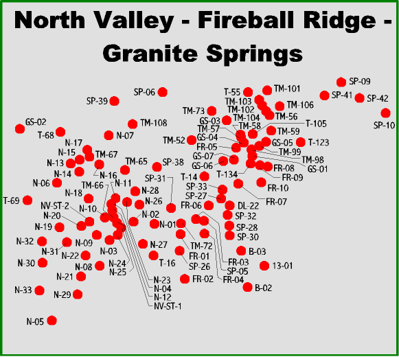 North Valley-Fireball Ridge-Granite Springs well location map