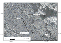Figure 14.  Sidescan sonar image of part of an alluvial fan surface in the western part of Boulder Basin.