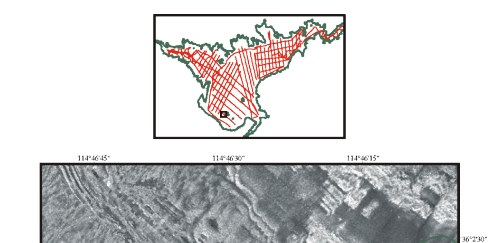 Figure 14. Sidescan sonar image of part of an alluvial fan surface in the western part of Boulder Basin.
