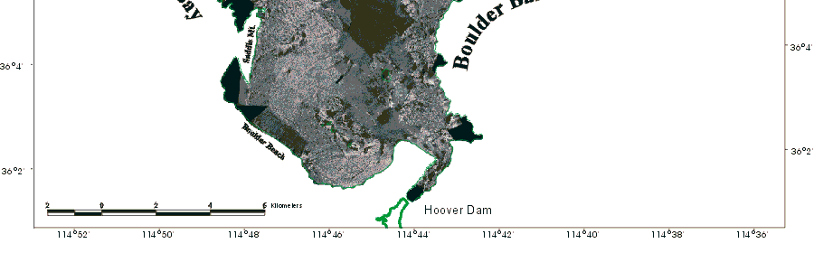 Figure 4. Sidescan sonar mosaic of the Boulder Basin and Las Vegas Bay parts of Lake Mead.