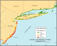 Figure 4. Map of the Coastal Vulnerability Index for the New York to New Jersey region.