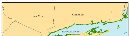 Figure 4. Map of the Coastal Vulnerability Index (CVI) for the New York to New Jersey region.