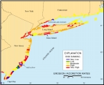 Figure 7. Map of the shoreline erosion/accretion reate variable for the New York to New Jersey region.