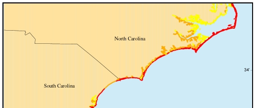 Figure 9. Map of the geomorphology variable for the the North Carolina to Georgia region.