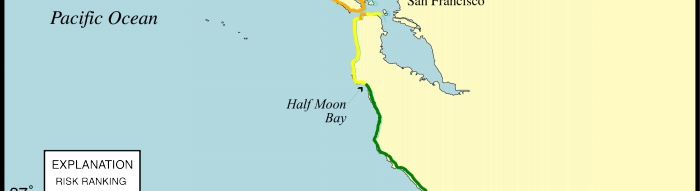 Figure 9. Map of the Coastal Vulnerability Index for the San Francisco - Monterey region