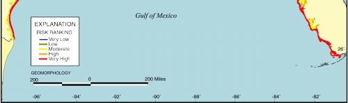 Figure 4. Map of the geomorphology variable for the U.S. Gulf of Mexico coast.
