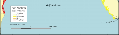 Figure 7. Map of the relative sea level rise variable for the U.S. Gulf of Mexico coast.