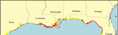 Figure 9.Map of the erosion rate variable for the U.S. Gulf of Mexico coast.