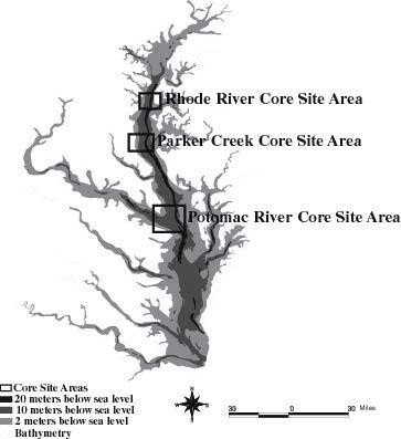 Figure 1.1. Chesapeake Bay coring areas