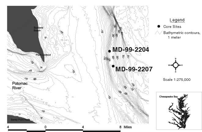Figure 1.2. Potomac River core site areas.