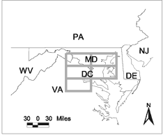 Map of the Washington, DC area