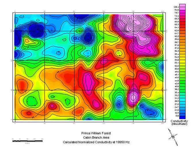  Conductivity map for 19,950 Hz (near-surface). 