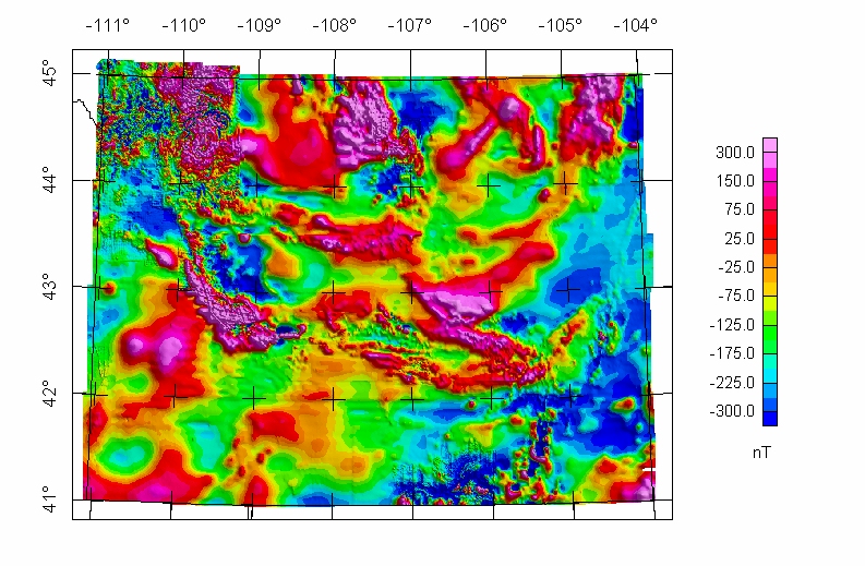 Wyoming merged aeromagnetic anomaly map (NE illumination)