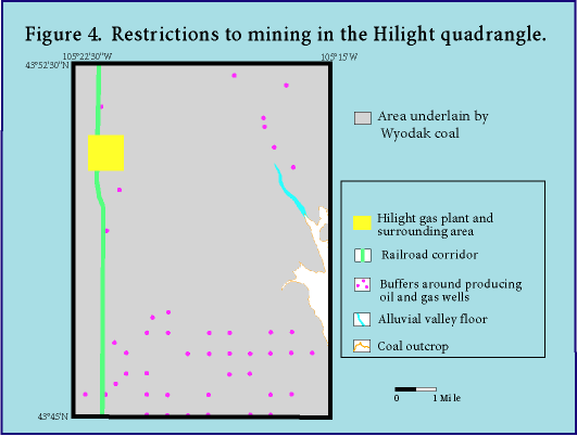 Figure 4. Restrictions to mining in the Hilight quadrangle