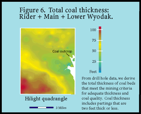 Figure 6. Total coal thickness: Rider + Main + Lower Wyodak