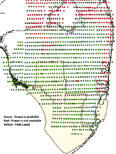 1940 Aerial photography visible frame centroids.