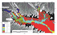 Figure 4.   Six different surficial geologic units were identified on the sidescan imagery and their distributions are shown here.