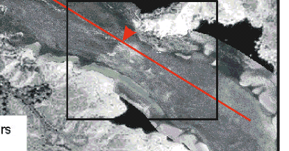 Figure 9.  Orthophotograph taken in 1996 when the lake was about 4-m lower than when this survey was conducted showing a stream and subaerial part of the delta.