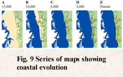 FIGURE 9, series of maps showing coastal evolution