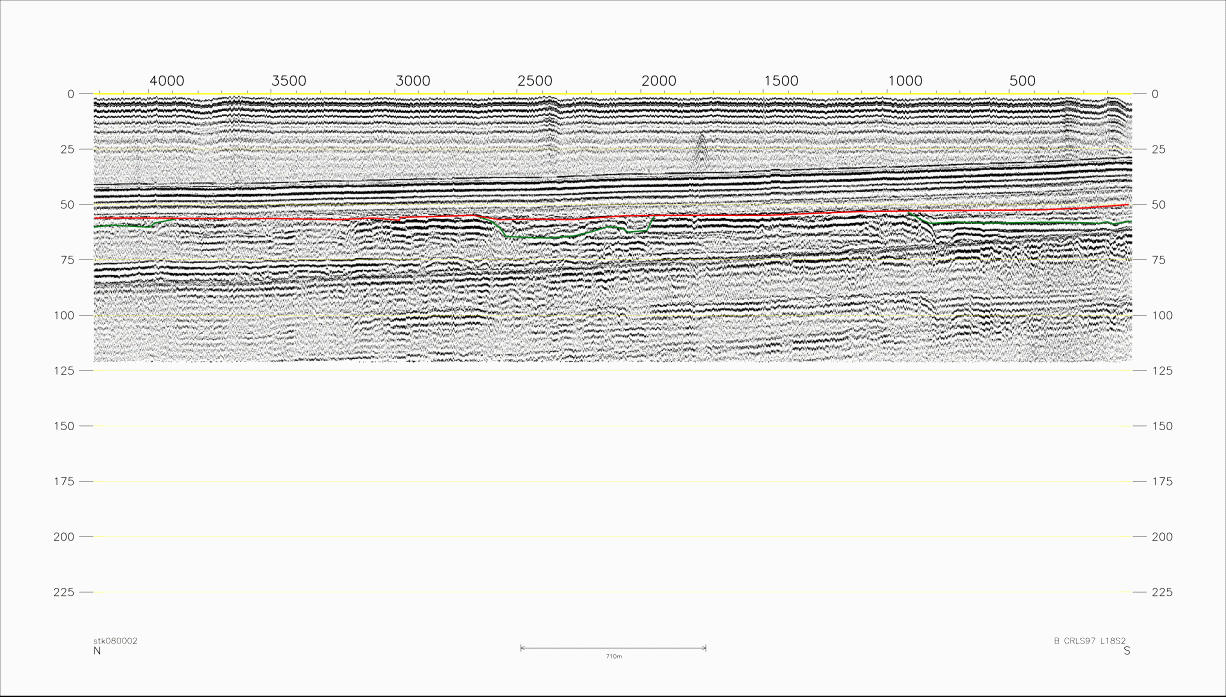Seismic Reflection Profile,  Year and Line No.: 97L18s2 (159305 bytes)