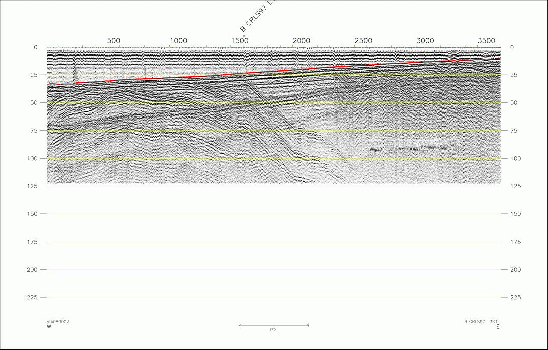 Seismic Reflection Profile,  Year and Line No.: 97L3s1 (149452 bytes)