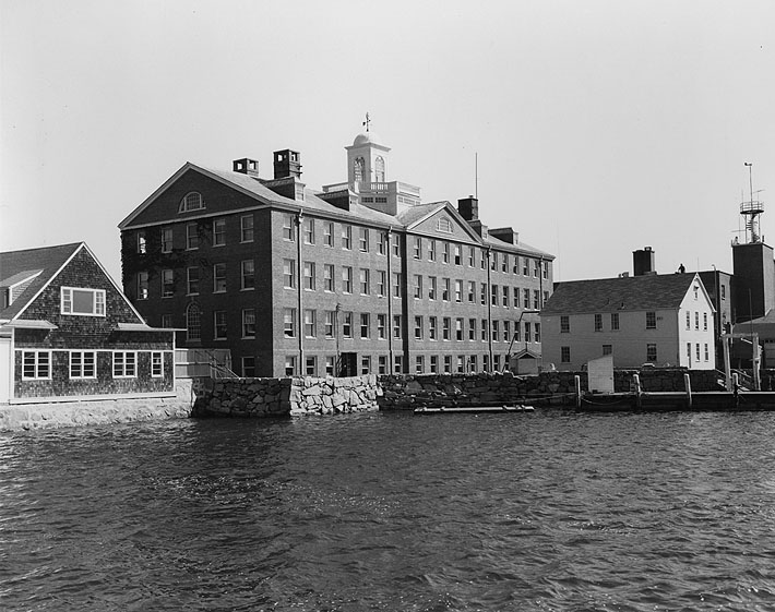 The main building Woods Hole Oceanographic Institution built in 1930, houses the offices and laboratories of the joint WHOI-USGS Atlantic Shelf Project.  The deep water harbor is the home of the WHOI fleet, including the GOSNOLD - used by the marine geologists for their work.