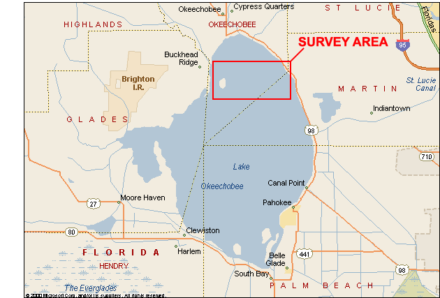 Map showing Lake Okeechobee and study area