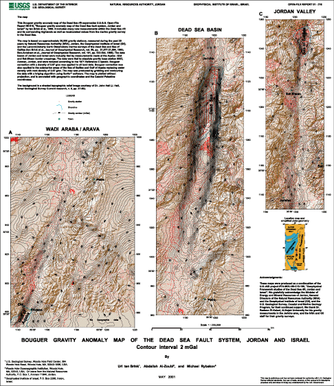 Image of the Bouguer Gravity Anomaly Map of the Dead Sea Fault System, Jordan and Israel