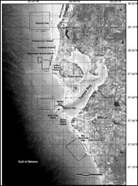 Location image of the west-central Florida study area illustrating bathymetry.
