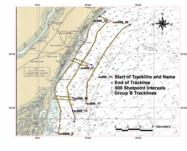 map showing Group B tracklines