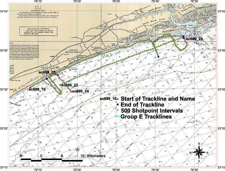 map showing Group E tracklines