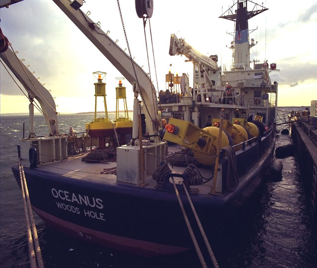 The Woods Hole Oceanographic Institution's Research Vessel Oceanus which was used for U.S. Geological Survey cruise number OCNS9906.