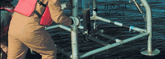 Figure 3.The USGS hydraulically damped gravity corer used to recover sediment in Massachusetts Bay.