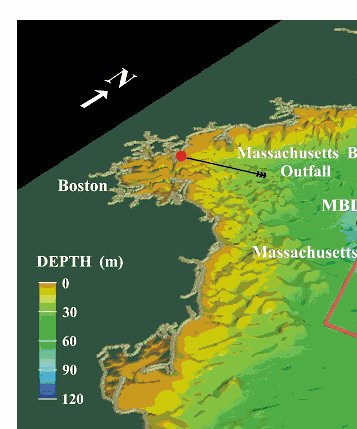 Figure 1. Location of the Massachusetts Bay outfall site showing its proximity to the Stellwagen Bank National Marine Sanctuary to the east and Cape Cod to the south.