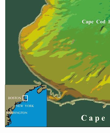 Figure 1. Location of the Massachusetts Bay outfall site showing its proximity to the Stellwagen Bank National Marine Sanctuary to the east and Cape Cod to the south.