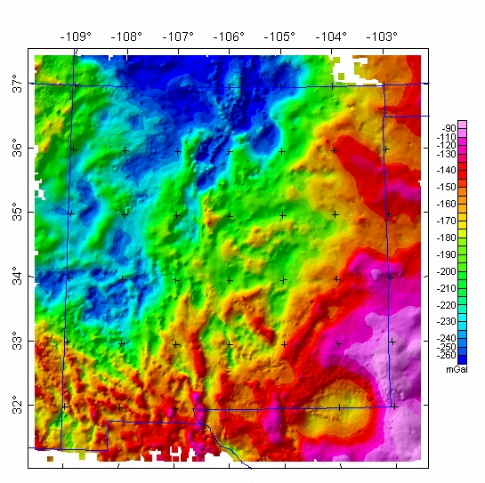 New Mexico Bouguer Gravity Anomaly Map