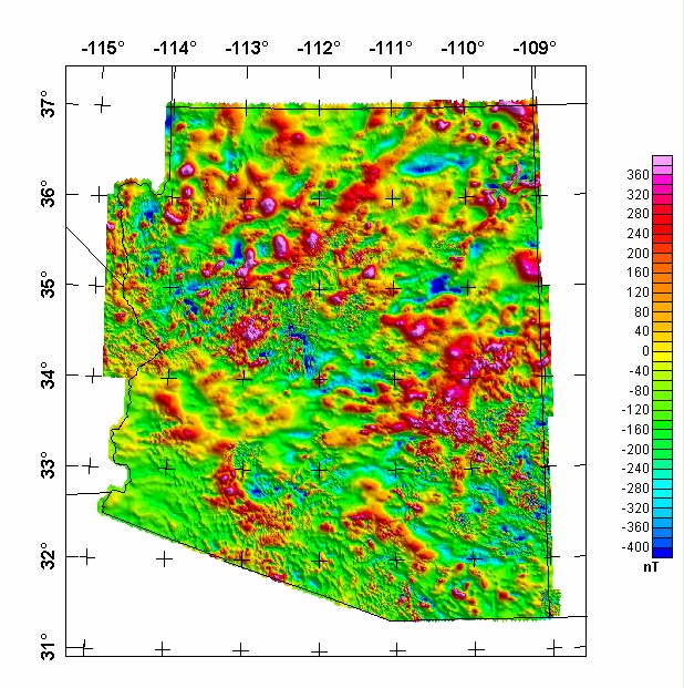 Arizona Composite 
Aeromagnetic Map 1000 Ft. Above Ground