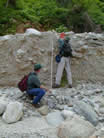 Debris-flow deposit, 2.9 m-thick, incised by subsequent flooding