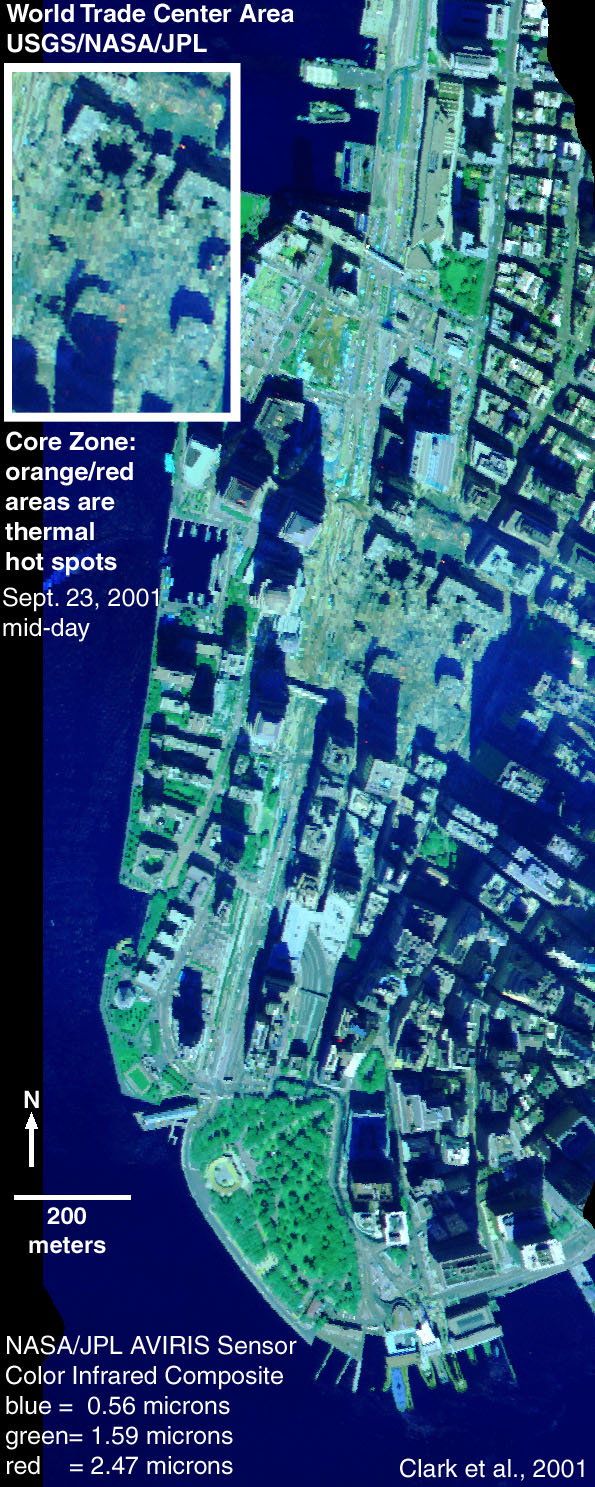 AVIRIS image of World Trade Center Site on Sept. 23, 2001