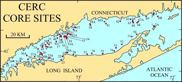 Map illustration: Location of CERC cores  Larger map will open in new browser window.