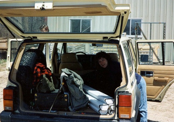 Janet Radway Stone (USGS) borrowing the "working " halves of some lake-related cores for examination.