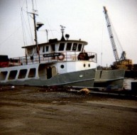 RV Atlantic Twin in Staten Island, New York during mobilization for coring cruise AT-84-1.