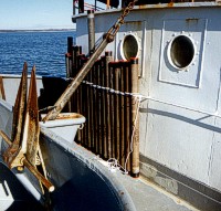 Cores (in plastic liners) stored on the forward deck after being labeled, cut into sections and capped.