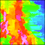 Detail of the terraced reduced-to-pole aeromagnetic map. Intensities range from -192 to 1329 nT.