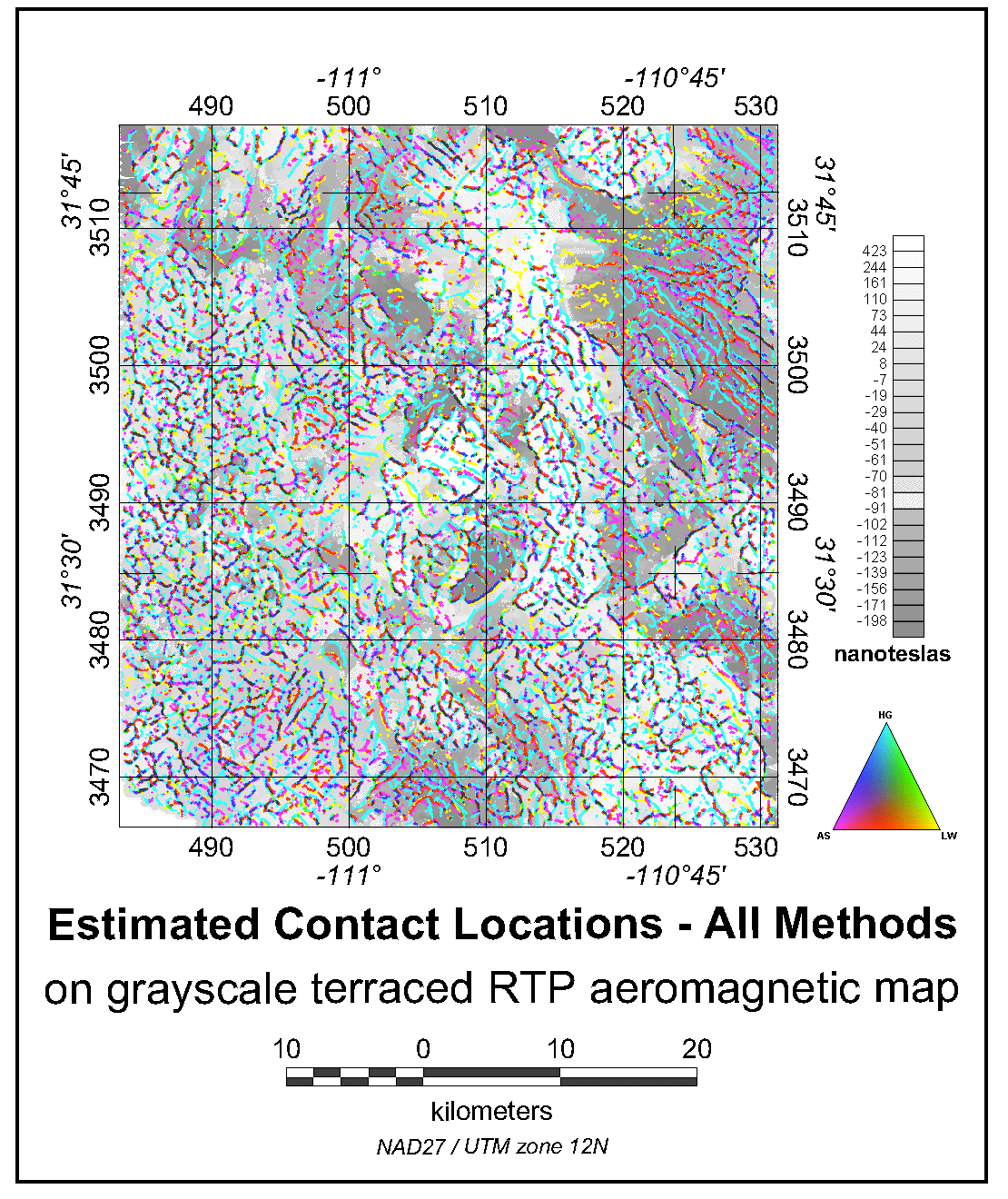 Detail of the color composite of the three sets of contact locations. 
