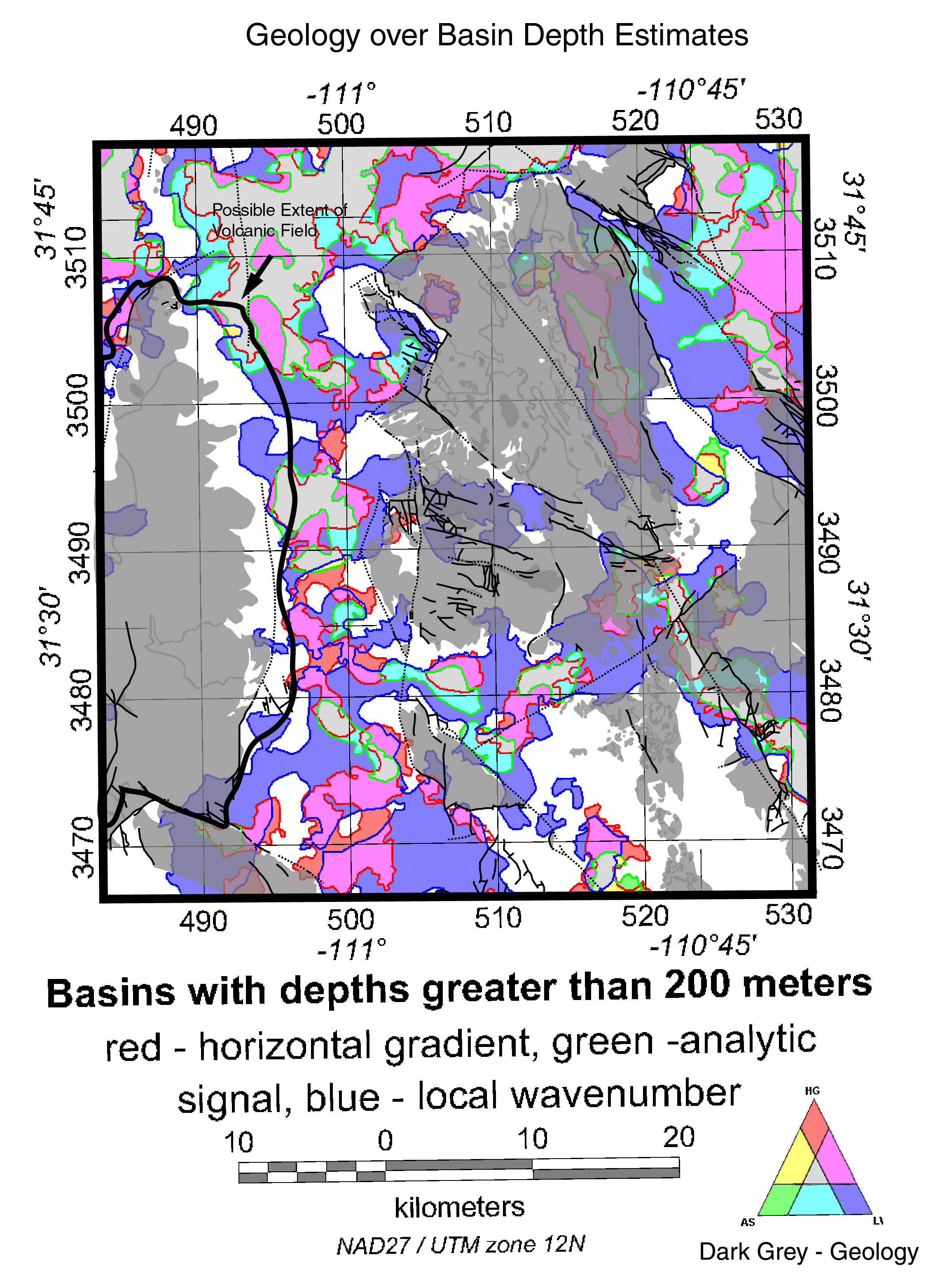 geology over basin depth estimates