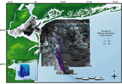 Map showing elevation of Holocene ravinement surface.  Also link to larger image.
